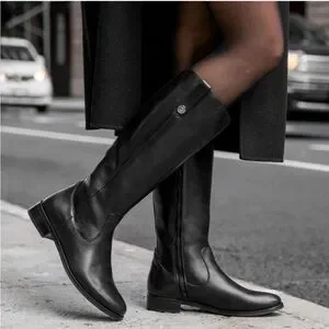 Ladies Boots Knee Boots Dark Brown Leather Boots Women's